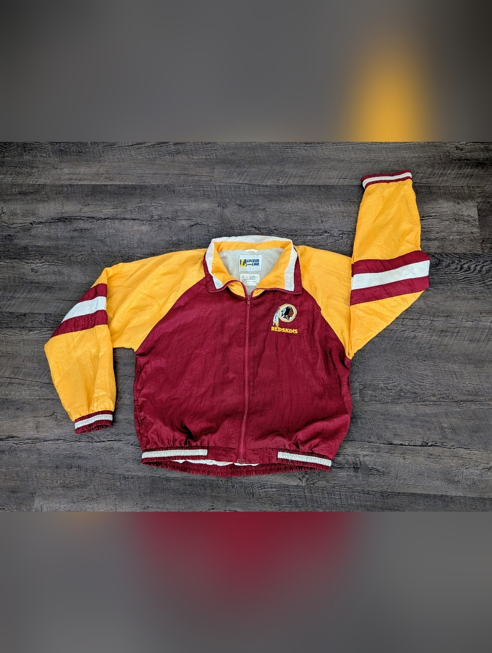 Vintage Washington Redskins Locker Line Nylon Puffer Windbreaker Jacket Size L